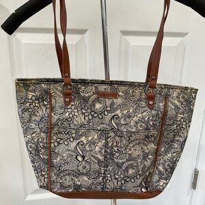 Sakroots Metro Top Handle Medium Tote, Navy Spirit